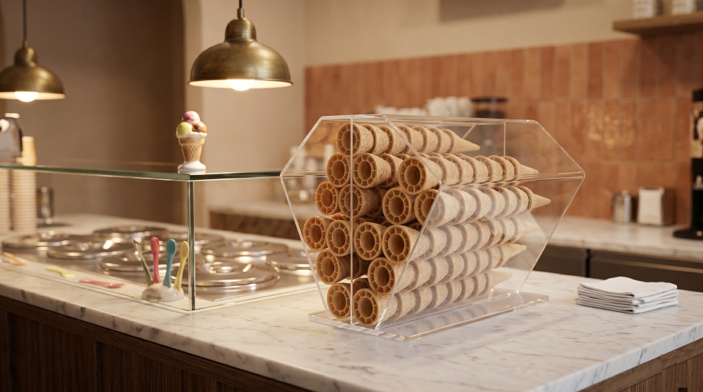 Porte-cornets de glace de comptoir : demandez un devis et choisissez le modèle qui vous convient.