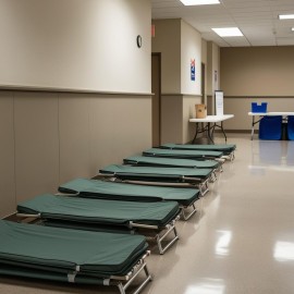 Lits de camp pour bureaux de vote