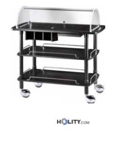 Carrello portavivande in legno con cupola - 3 piani h09124