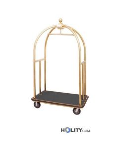 chariot-à-bagages-en-acier-inoxydable-laitonné-avec-porte-cintres-h31-284
