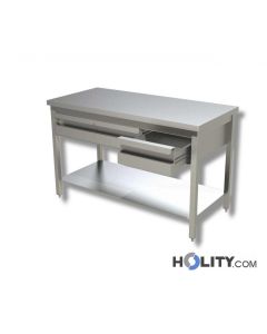 table-en-inox-avec-1-étagère-inférieure-et-tiroirs-h35710