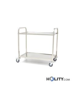 Chariot de service en acier inox avec 2 plateaux h83324