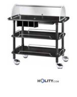 Carrello portavivande in legno con cupola - 3 piani h09124