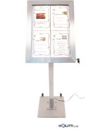 Présentoir-à-LED-4xA4-en-acier-inox-satiné-h14814