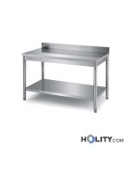 table-de-préparation-inox-avec-rebord-et-étagère-h31413