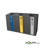 station-de-recyclage-à-3-compartiments-en-acier-h424-109