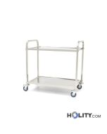 Chariot de service en acier inox avec 2 plateaux h83324