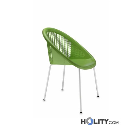 Chaise en polypropylène et acier blanc h74117 lin