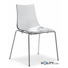 Chaise en polycarbonate -h7413-transparente-orange