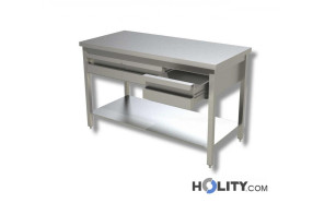 table-en-inox-avec-1-étagère-inférieure-et-tiroirs-h35710