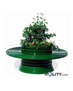 Jardinière-avec-banc-circulaire-en-métal-h140161