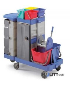 Chariot-ménage-avec-5 roues-et-tablette-extractible-