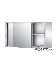meuble-haut-inox-portes-coulissantes-2-étagères-avec-grilles-h31418