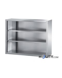 placard-haut-en-inox-ouvert-2-étagères-h31421