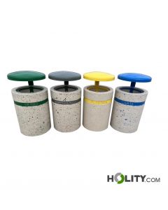Ensemble-de-4-bacs-en-béton-avec-toit-pour-la-collecte-des-déchets-h319-109