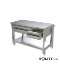 table-en-inox-avec-1-étagère-inférieure-et-tiroirs-h35710