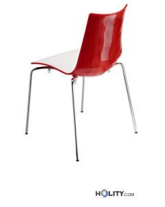 Chaise design en polymere -h7414-blanc-rouge
