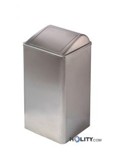 Poubelle salle de bain avec couvercle pivotant en acier inox h4038