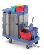 Chariot-ménage-avec-5 roues-et-tablette-extractible-
