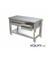 table-en-inox-avec-1-étagère-inférieure-et-tiroirs-h35710
