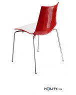 Chaise design en polymere -h7414-blanc-rouge