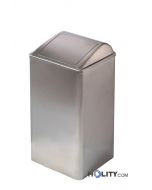 Poubelle salle de bain avec couvercle pivotant en acier inox h4038