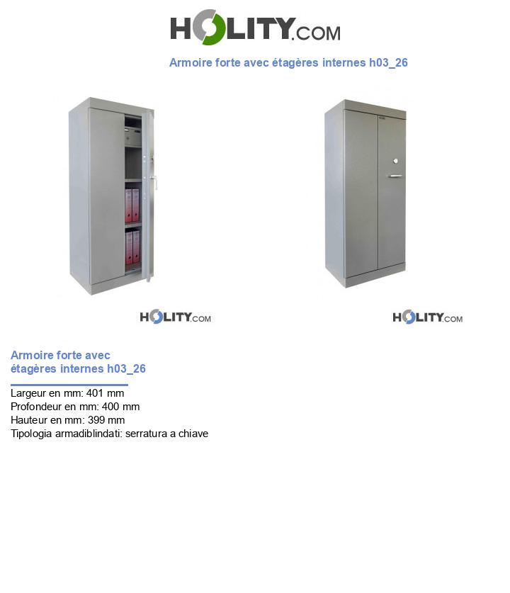 Armoire forte avec étagères internes h03_26