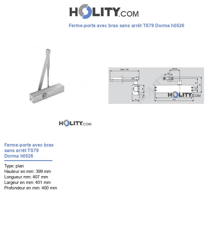 Ferme-porte avec bras sans arrêt TS79 Dorma h0526
