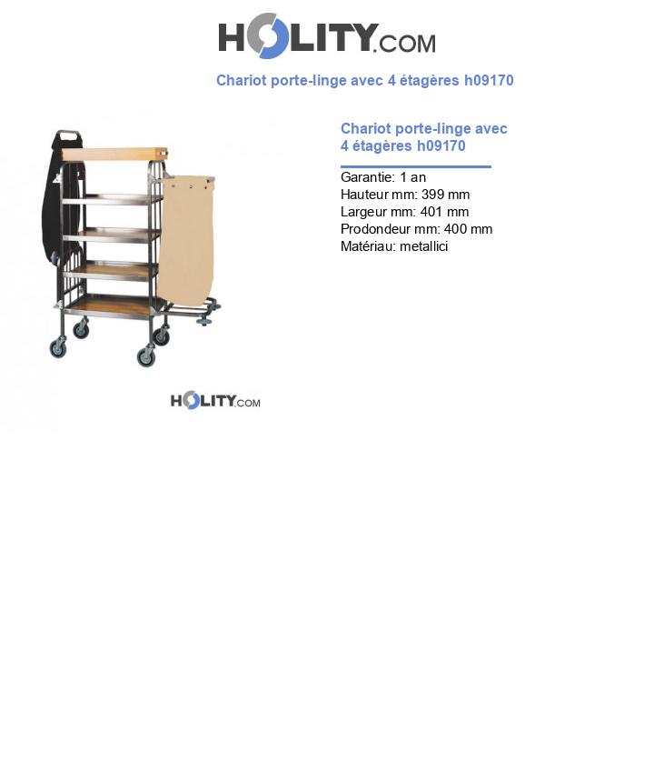 Chariot porte-linge avec 4 étagères h09170