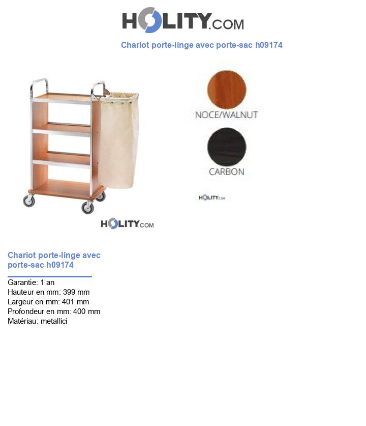 Chariot porte-linge avec porte-sac h09174