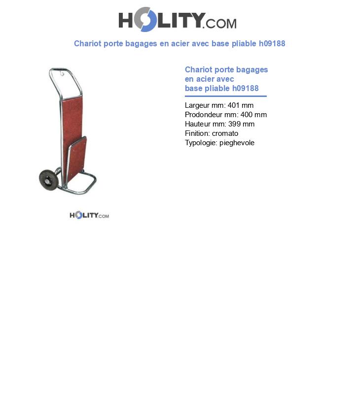 Chariot porte bagages en acier avec base pliable h09188