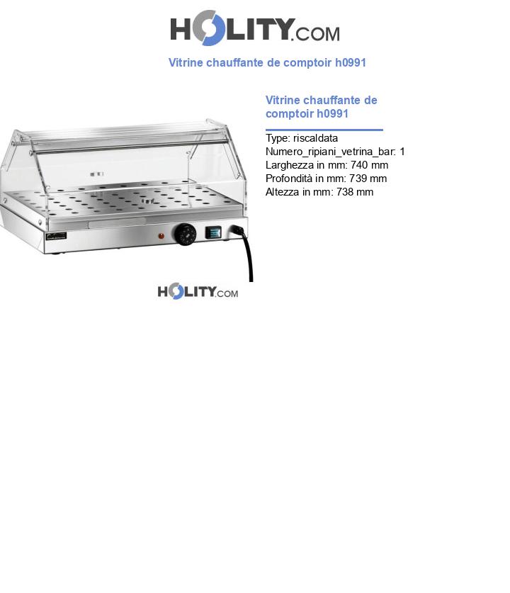 Vitrine chauffante de comptoir h0991