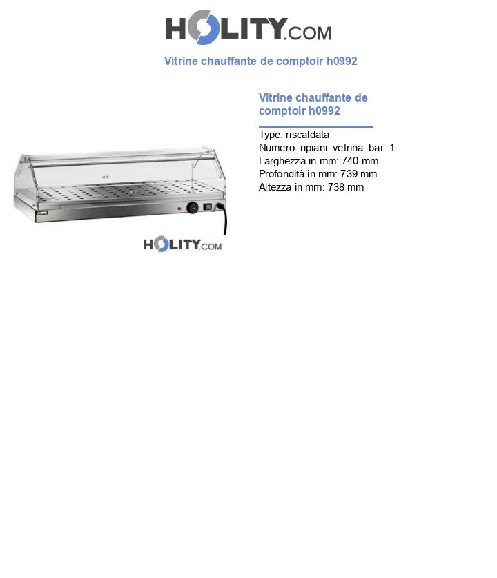 Vitrine chauffante de comptoir h0992