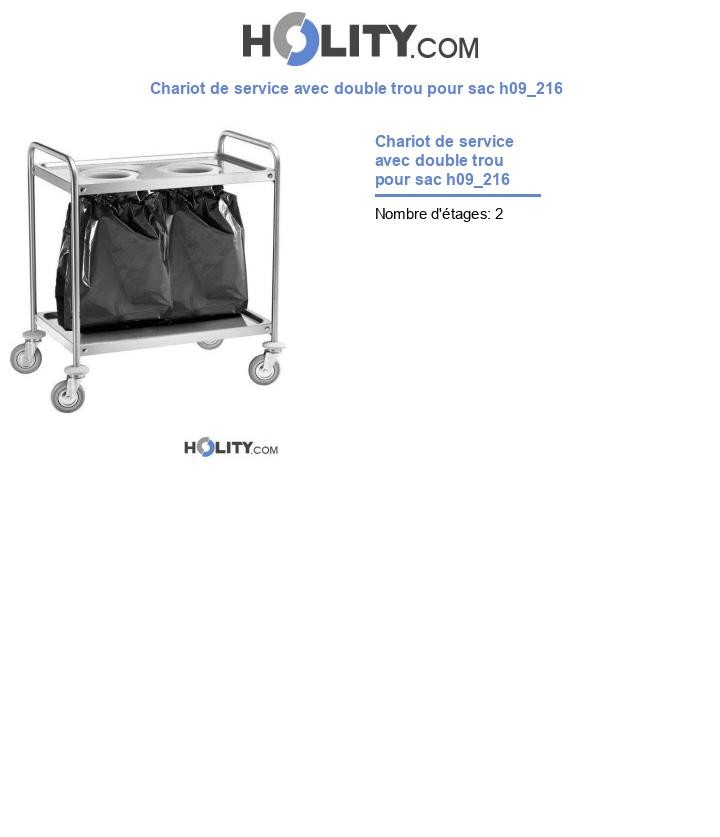 Chariot de service avec double trou pour sac h09_216