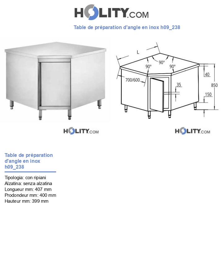 Table de préparation d'angle en inox h09_238