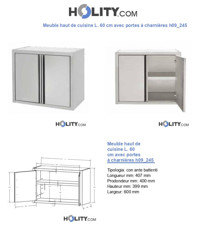 Meuble haut de cuisine L. 60 cm avec portes à charnières h09_245