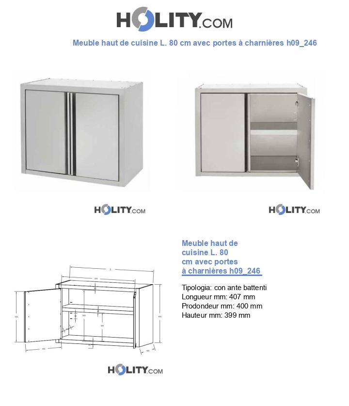 Meuble haut de cuisine L. 80 cm avec portes à charnières h09_246
