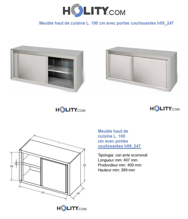 Meuble haut de cuisine L. 100 cm avec portes coulissantes h09_247