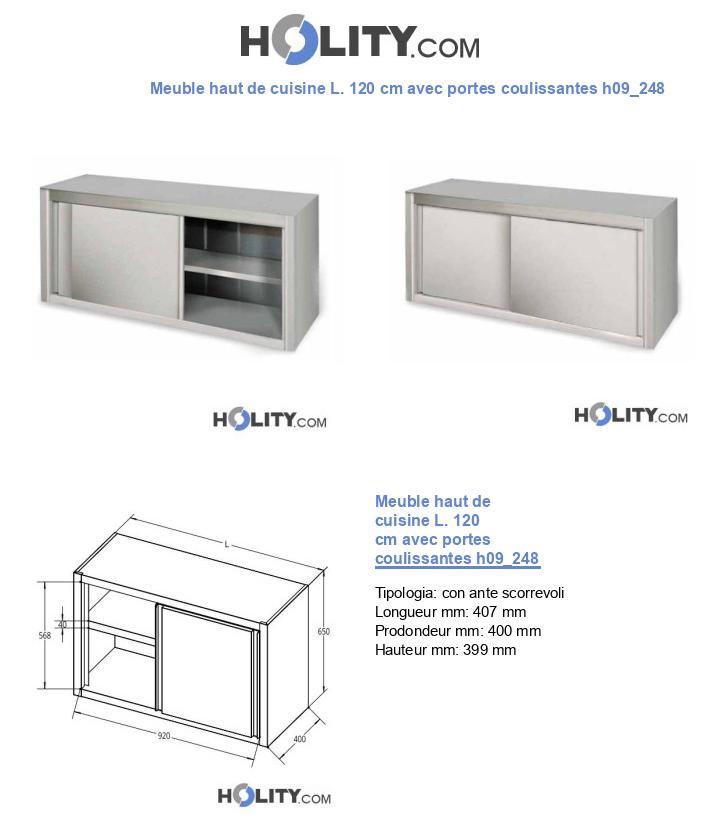 Meuble haut de cuisine L. 120 cm avec portes coulissantes h09_248