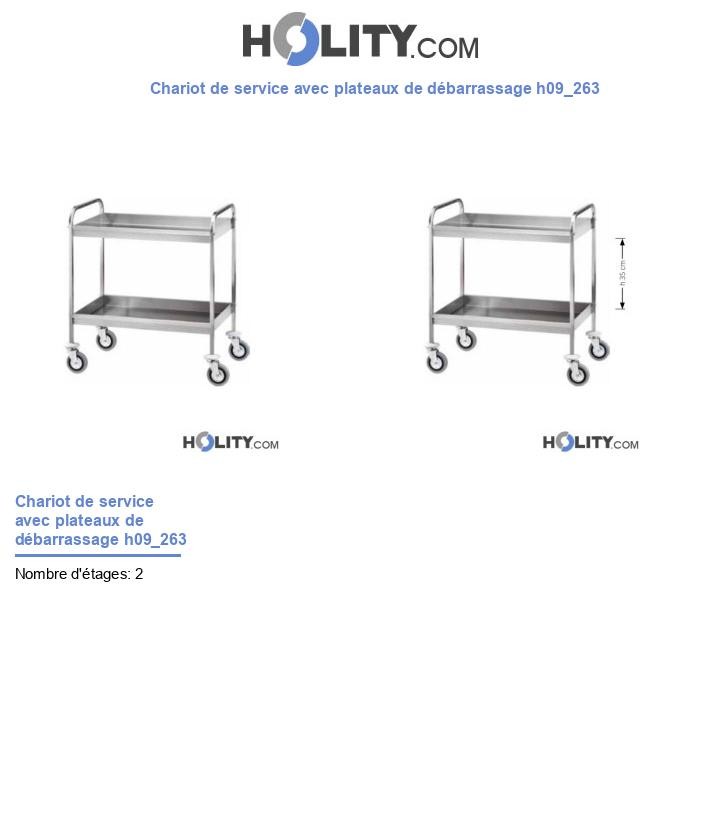 Chariot de service avec plateaux de débarrassage h09_263