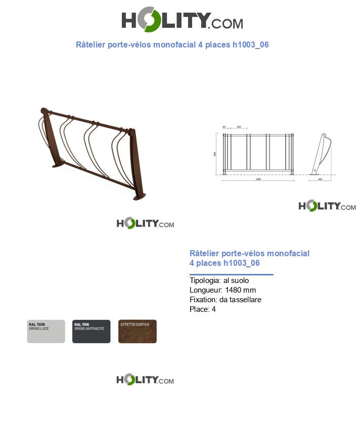 Râtelier porte-vélos monofacial 4 places h1003_06