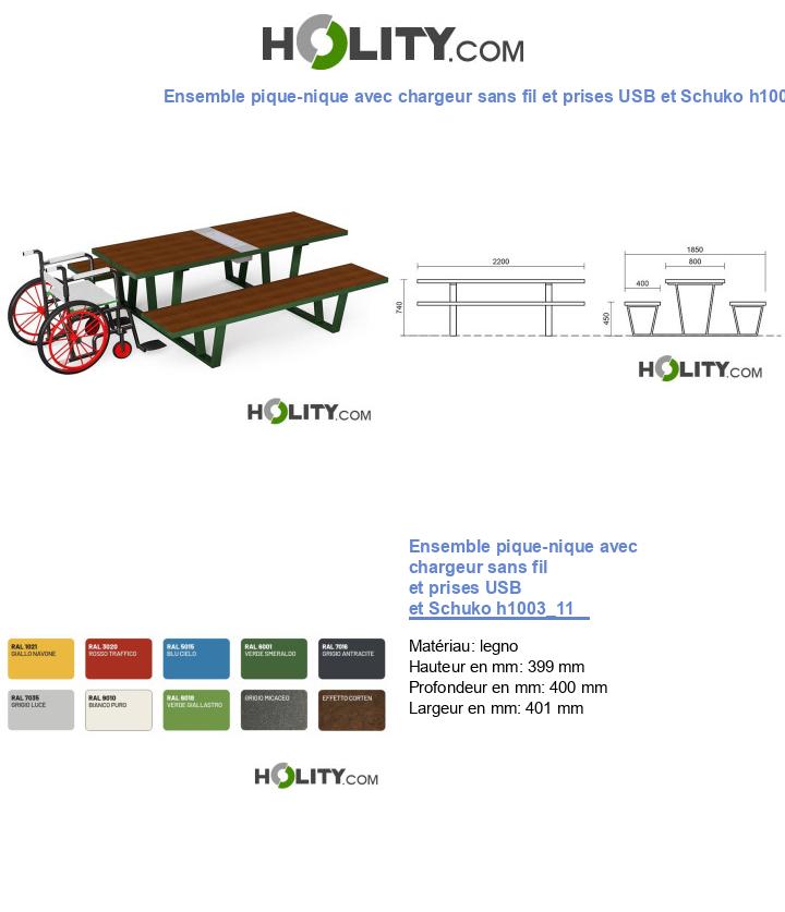 Ensemble pique-nique avec chargeur sans fil et prises USB et Schuko h1003_11