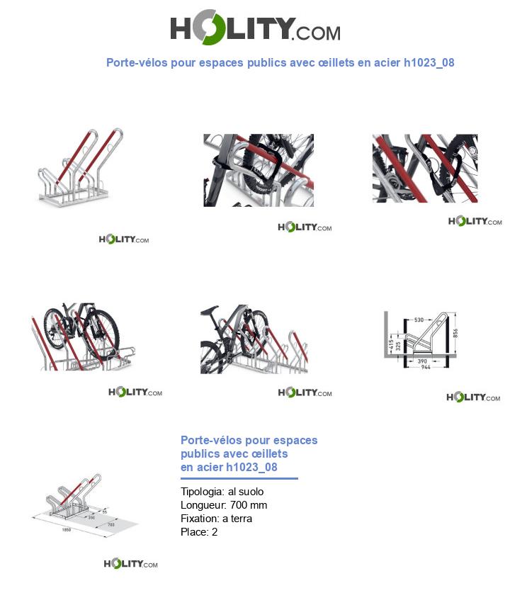 Porte-vélos pour espaces publics avec œillets en acier h1023_08