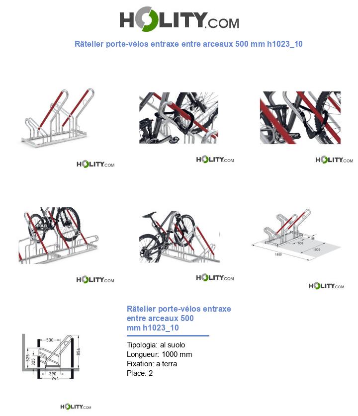 Râtelier porte-vélos entraxe entre arceaux 500 mm h1023_10