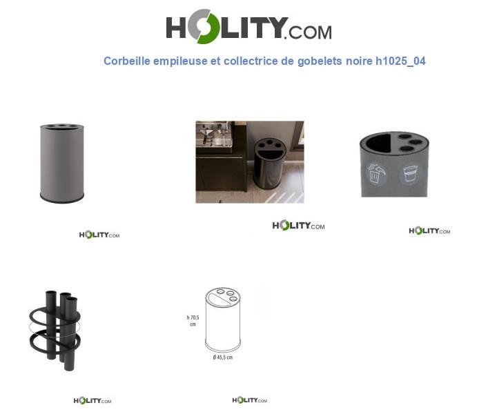 Corbeille empileuse et collectrice de gobelets noire h1025_04