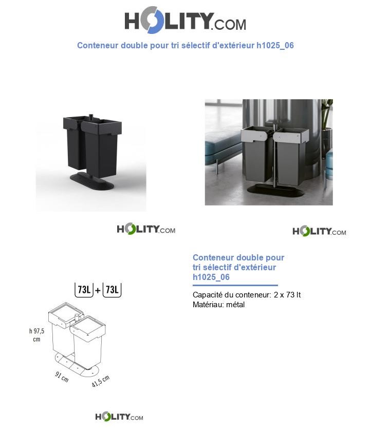 Conteneur double pour tri sélectif d'extérieur h1025_06