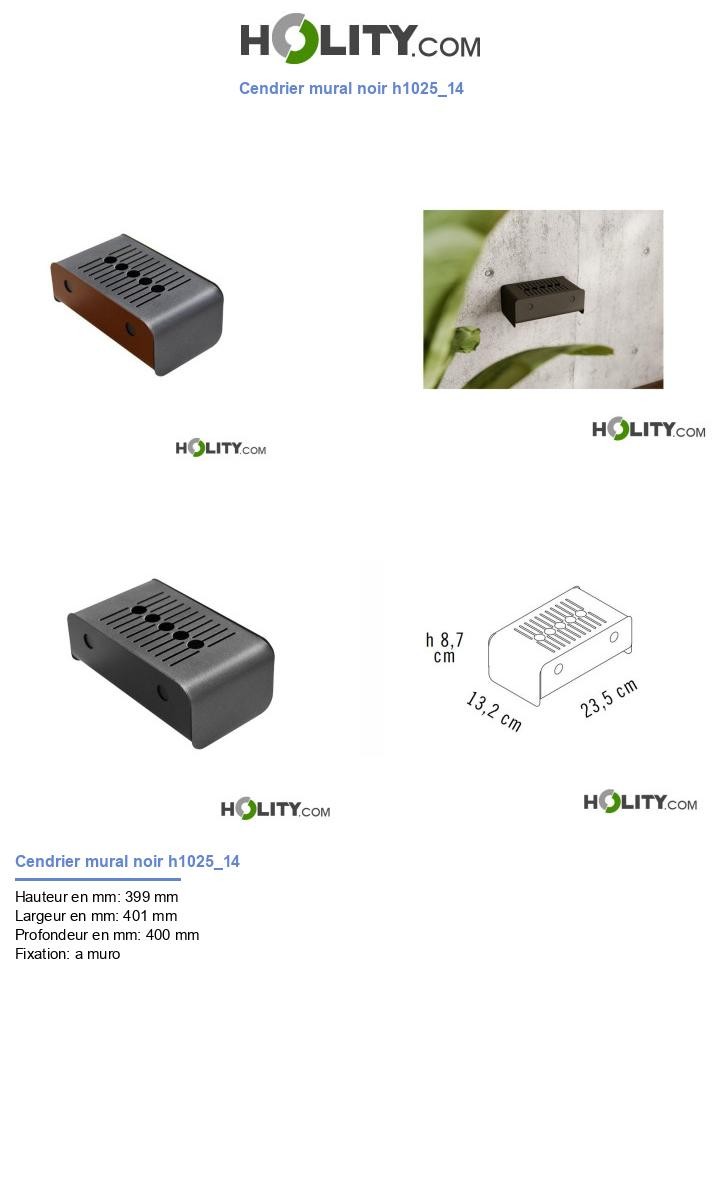 Cendrier mural noir h1025_14