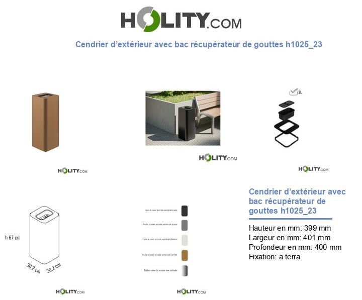 Cendrier d’extérieur avec bac récupérateur de gouttes h1025_23