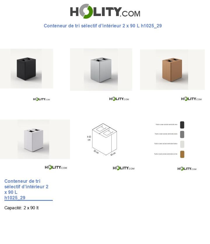 Conteneur de tri sélectif d’intérieur 2 x 90 L h1025_29