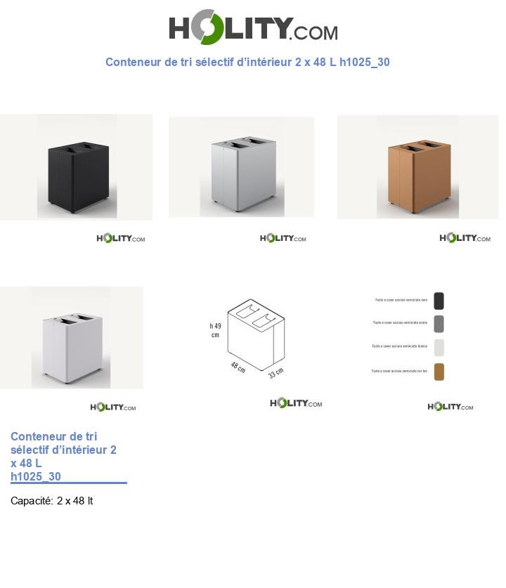 Conteneur de tri sélectif d’intérieur 2 x 48 L h1025_30